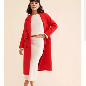 Line & Dot Red Pea Coat